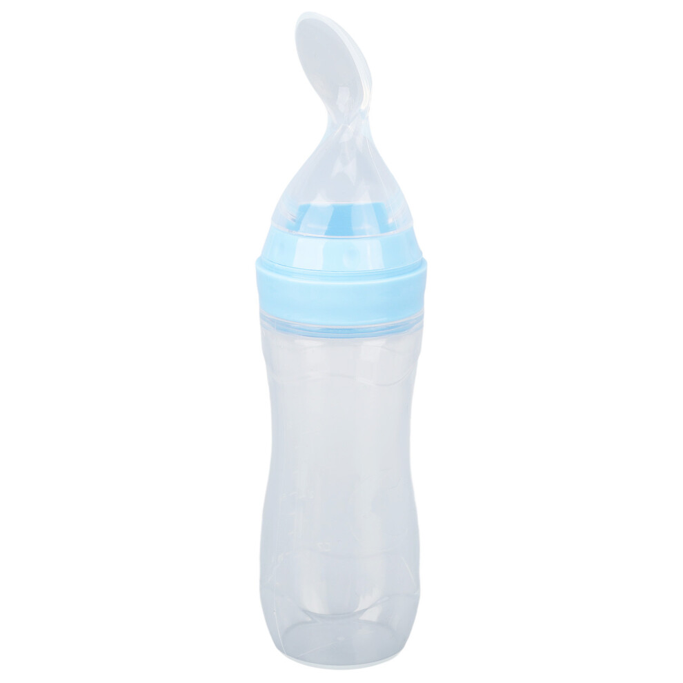 Easy-Use Soft Silicone Feeder with Scale & Spoon Blue