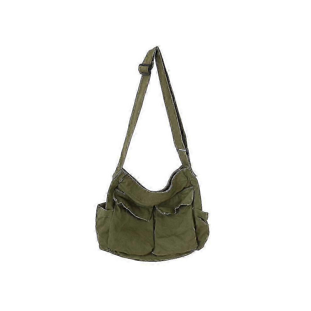 Large Canvas Messenger Bag, Shoulder Strap Multiple Pockets Work Bag