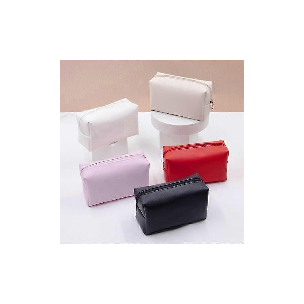 Portable Pu Makeup Bag, Cosmetic Toiletry Travel Pouch Black