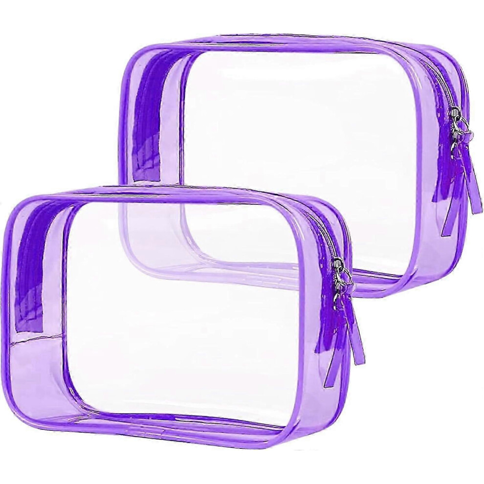 TSA Approved Toiletry Bag Set of 2 Purple, Clear Makeup Quarter Size-image-OPC-PMKNTWB-NEW