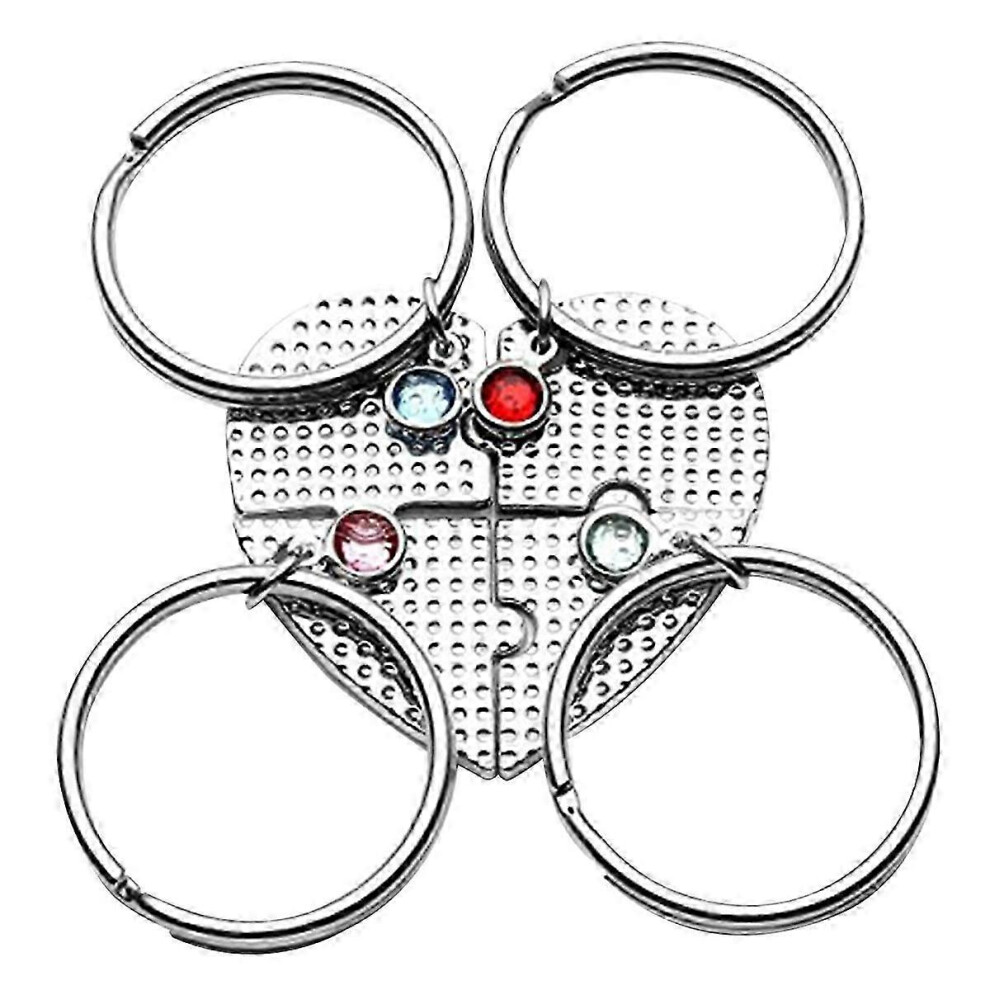 Heart Shaped Pendant Keychain Set of 4, Adorable Love Keyring