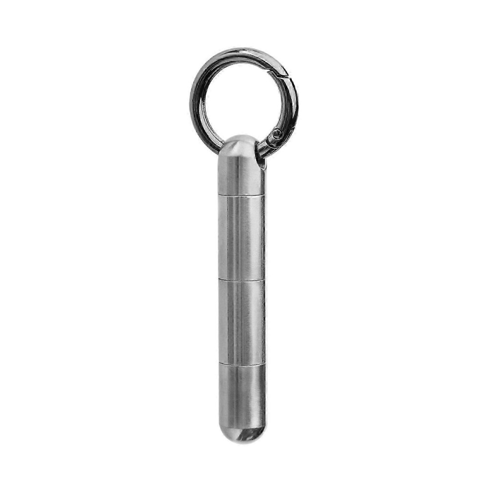 Portable Pill Organizer Keychain C Silver2, Waterproof Stainless Steel Pill Box