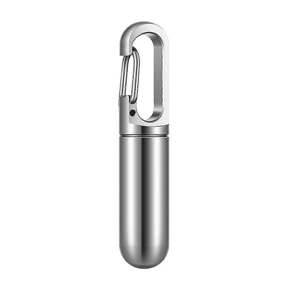 Portable Pill Organizer Keychain Waterproof Stainless Steel Medication Box Silver