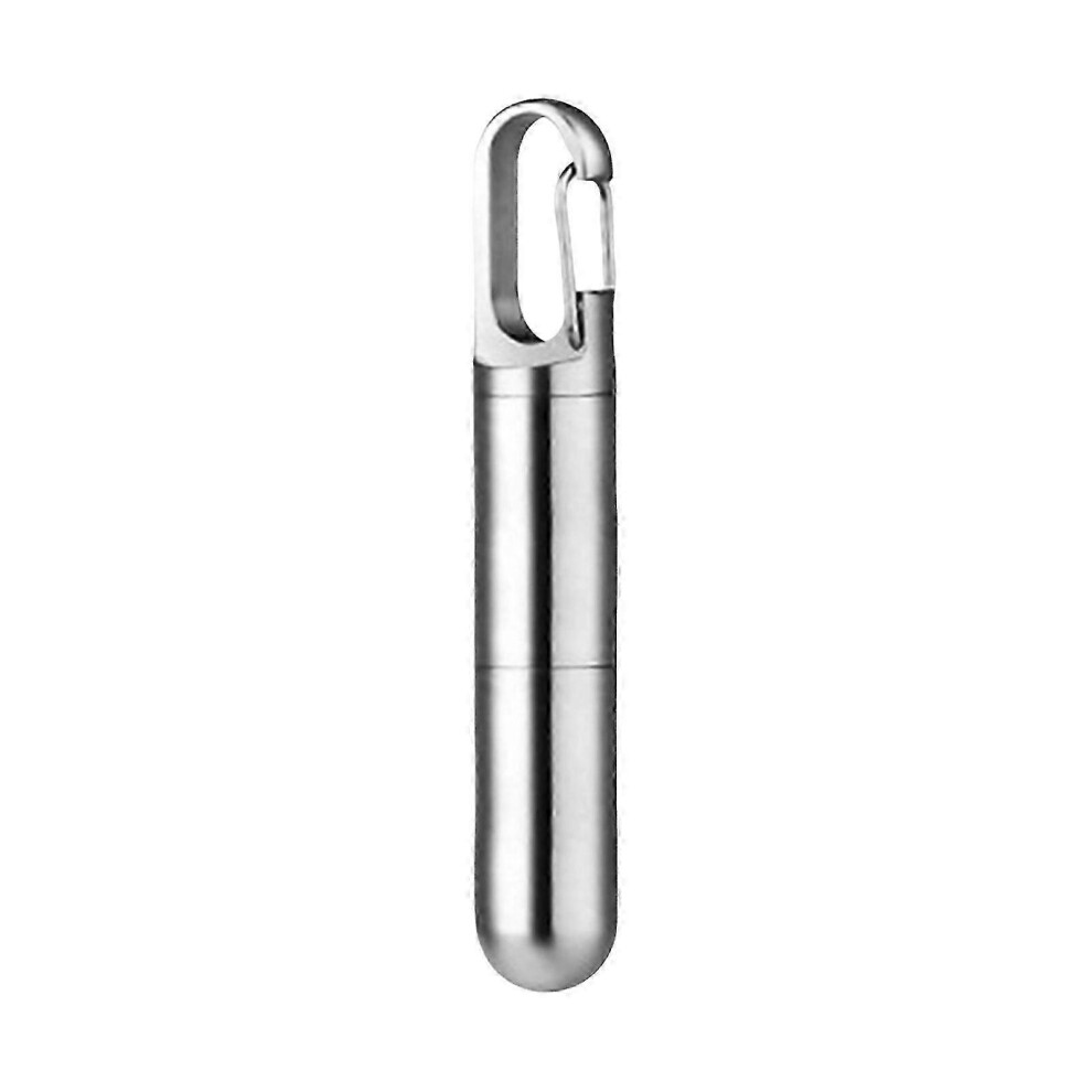 Silver Portable Pill Organizer Keychain B Waterproof Stainless Steel Pill Box
