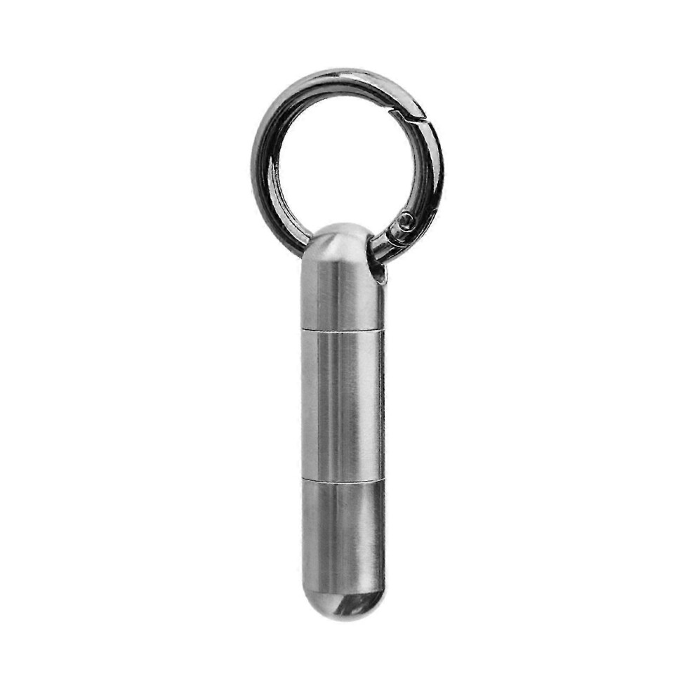 Portable Pill Organizer Keychain B Silver2, Waterproof Stainless Steel Pill Box