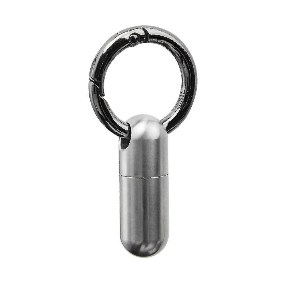 Portable Pill Organizer Keychain Silver2, Waterproof Stainless Steel Medication Box