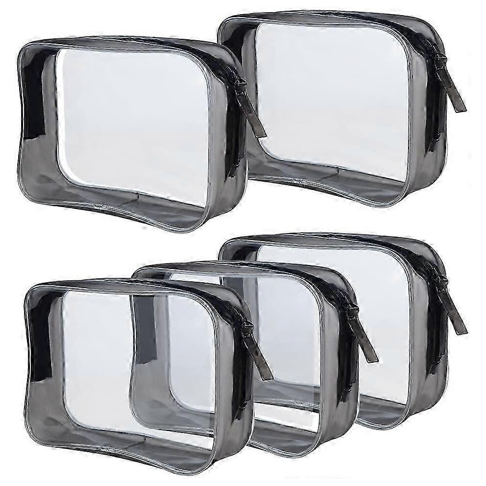 TSA Approved Transparent Toiletry Bags Set of 5, PVC Zippered Makeup Travel Bag