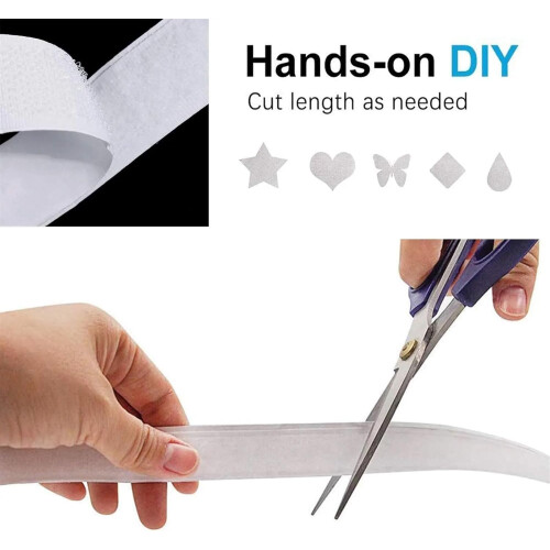 Nylon Fabric Magic Tape 20mm Wide 10m White Self-Adhesive Extra Strong Double Sided Hook And Loop Fastener Sticker Pad 2