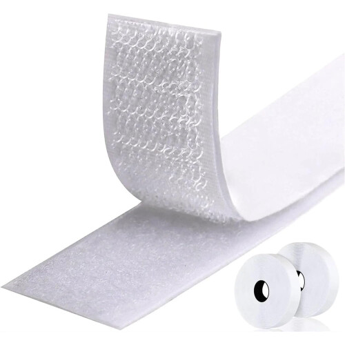 Nylon Fabric Magic Tape 20mm Wide 10m White Self-Adhesive Extra Strong Double Sided Hook And Loop Fastener Sticker Pad 1