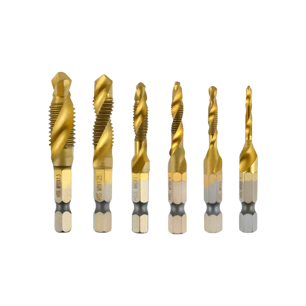 1/4Inch Hexagonal Shank Spirals Tap Drill Bit-Gold Short Style 7754000235537