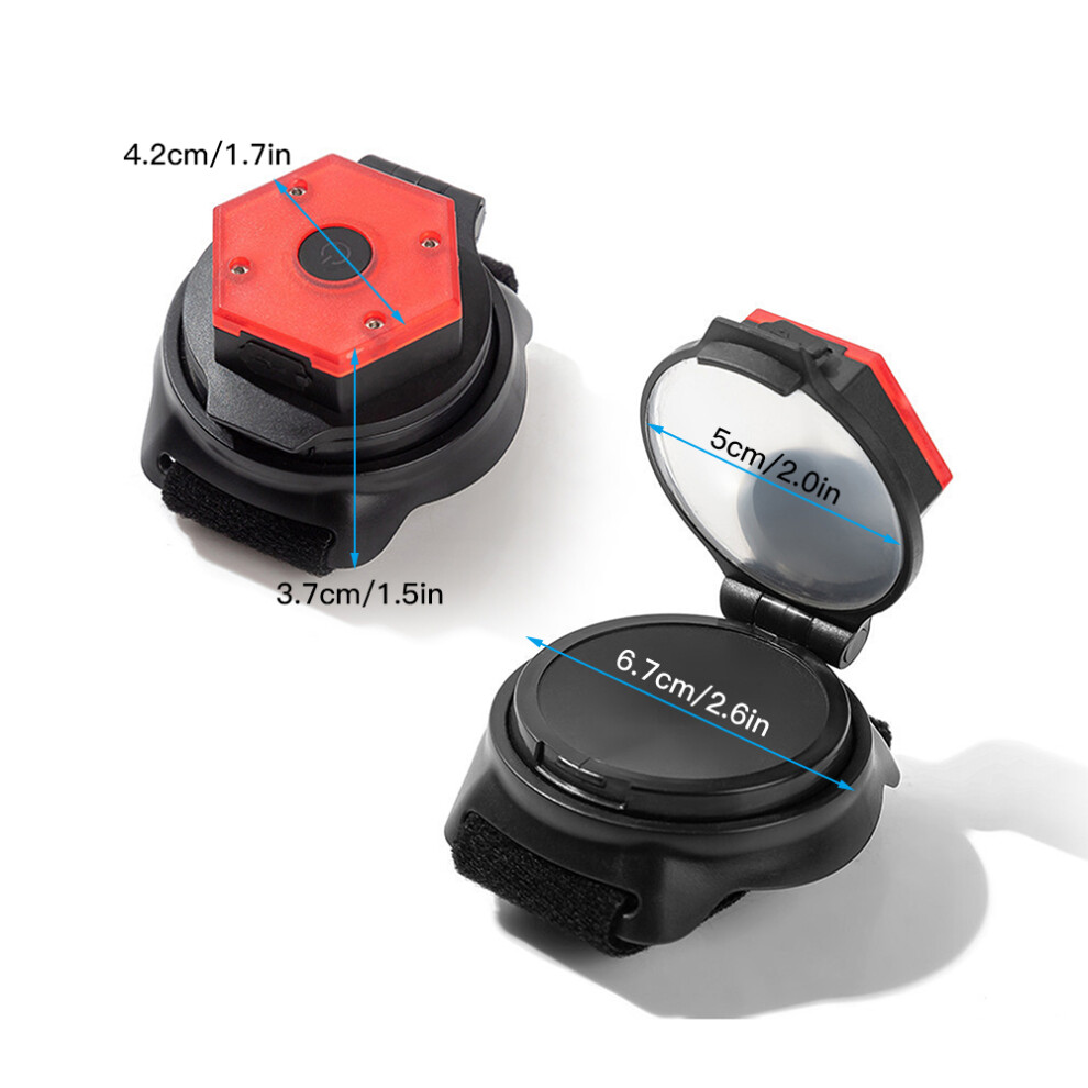 2-In-1 Bike Wristband Mirror with Safety Light, 400mAh Rechargeable, 5 Modes-image-OPC-PMKNWKJ-NEW