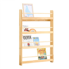 SoBuy 4-Tier Kids Bookshelf Natural Pine Book Storage 80x118cm