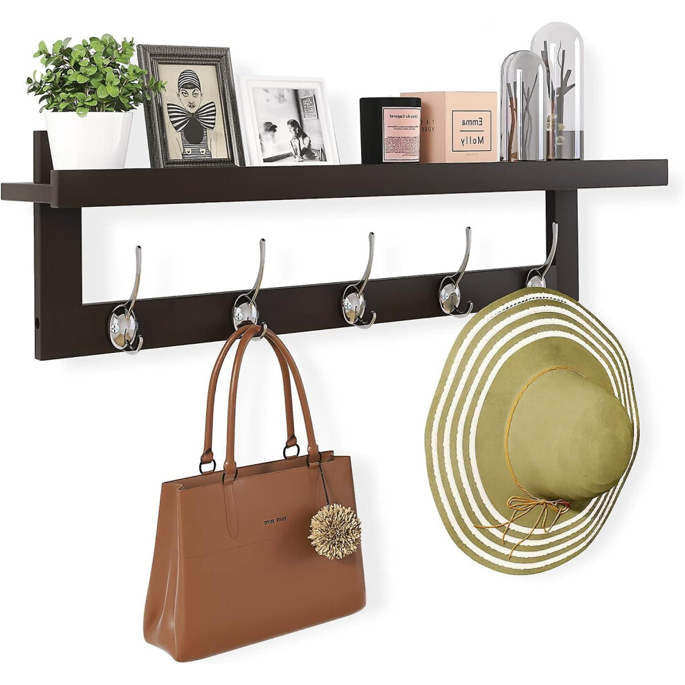 Kikidex (As Show, One Size) Living Room Coat Rack With Wall Mount, 73.520Cm (Dark ), 1 Set Brown