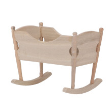 Cuna para casa de muñecas de abedul natural, a escala 1:12, 8.5x6.2x6.5 cm