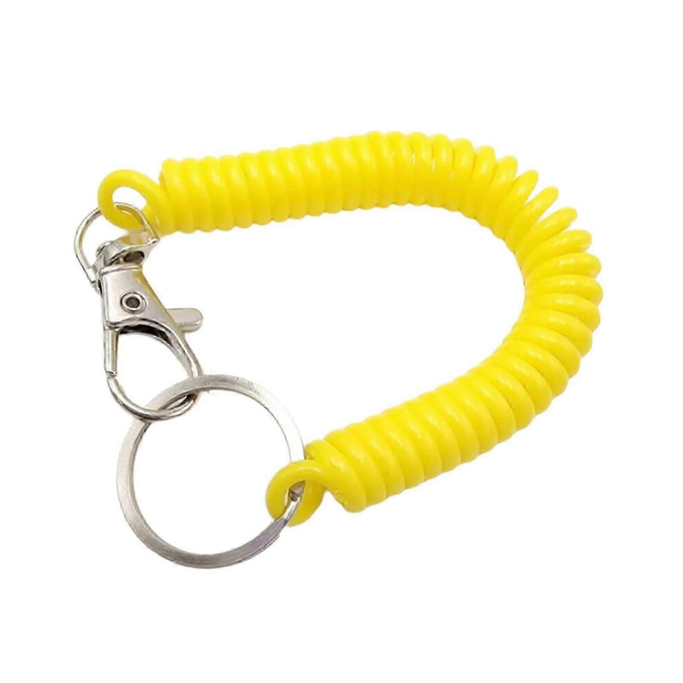 Retractable Key Holder Spring Loaded Keychain, Security Key Ring Yellow
