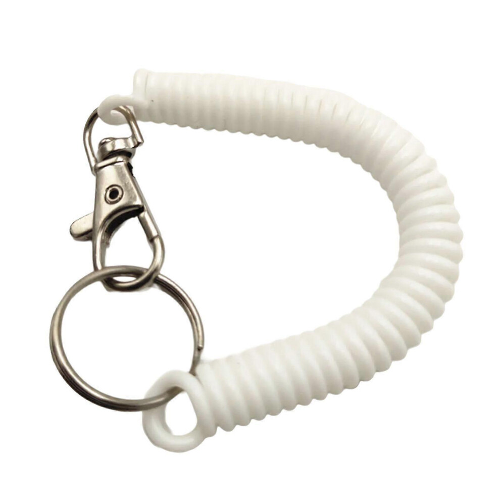 Retractable Key Holder White, Spring Loaded Keychain, Security Key Ring Yellow White,Yellow