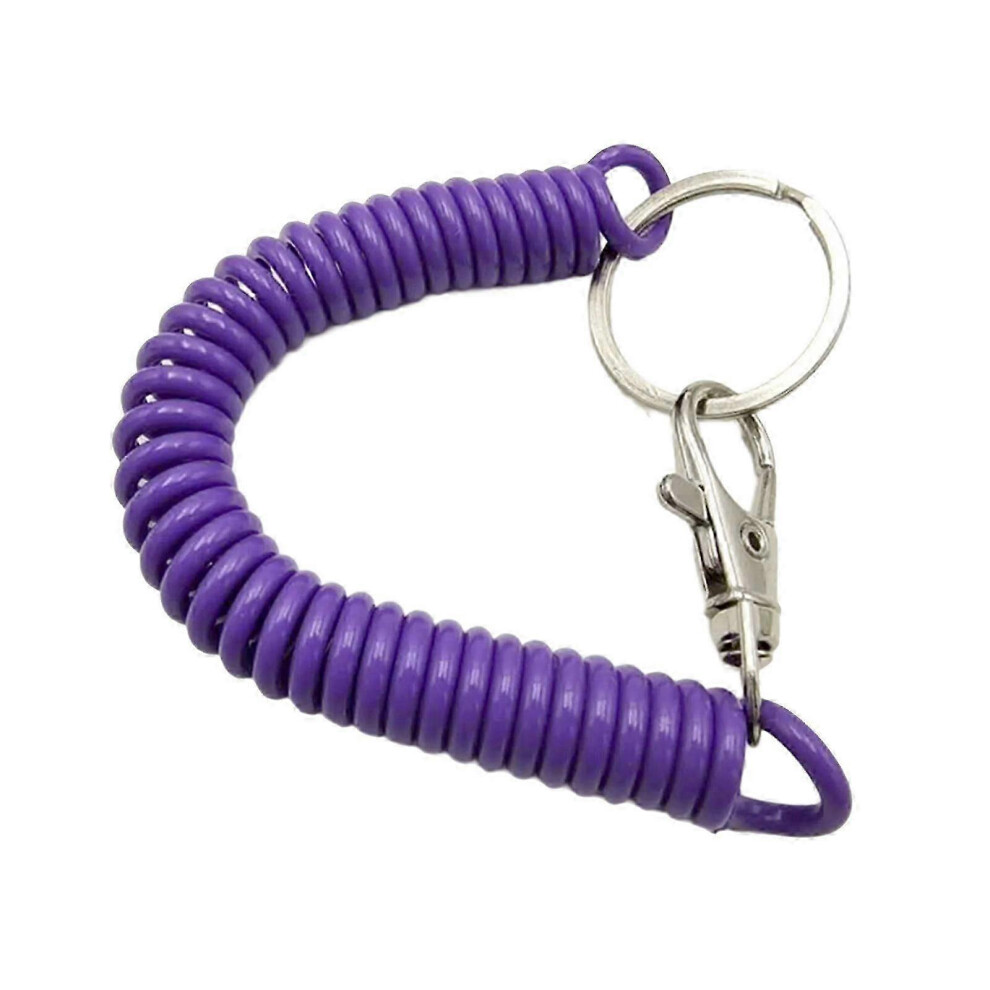 Retractable Key Holder Purple, Spring Loaded Keychain, Security Key Ring Yellow Yellow,Purple