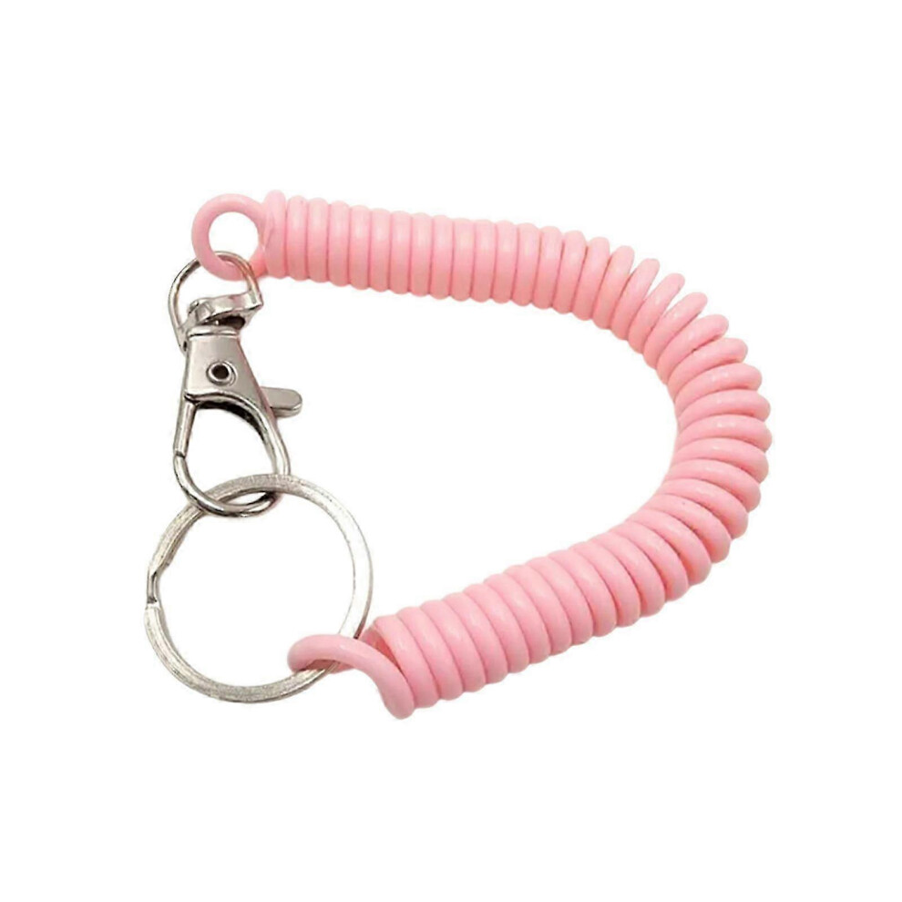 Retractable Key Holder Pink, Spring Loaded Keychain, Security Key Ring Yellow Pink,Yellow
