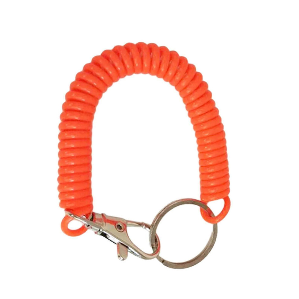 Retractable Key Holder Orange, Spring Loaded Keychain, Security Key Ring Yellow Orange,Yellow