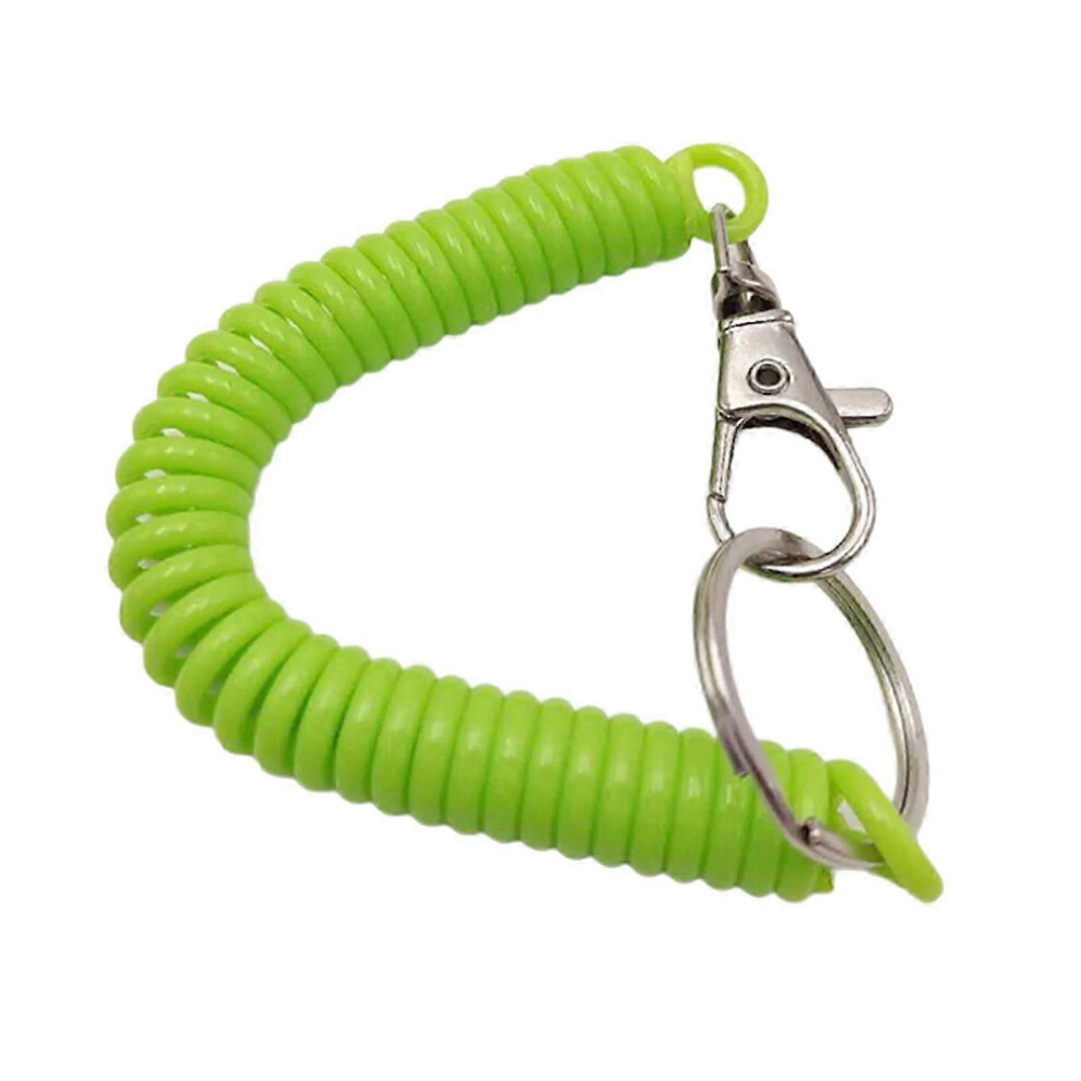 Retractable Key Holder Green, Spring Loaded Keychain, Security Key Ring Yellow Green,Yellow
