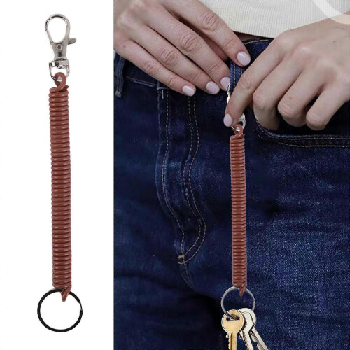 Retractable Key Holder Black, Spring Loaded Keychain, Security Key Ring Yellow 1