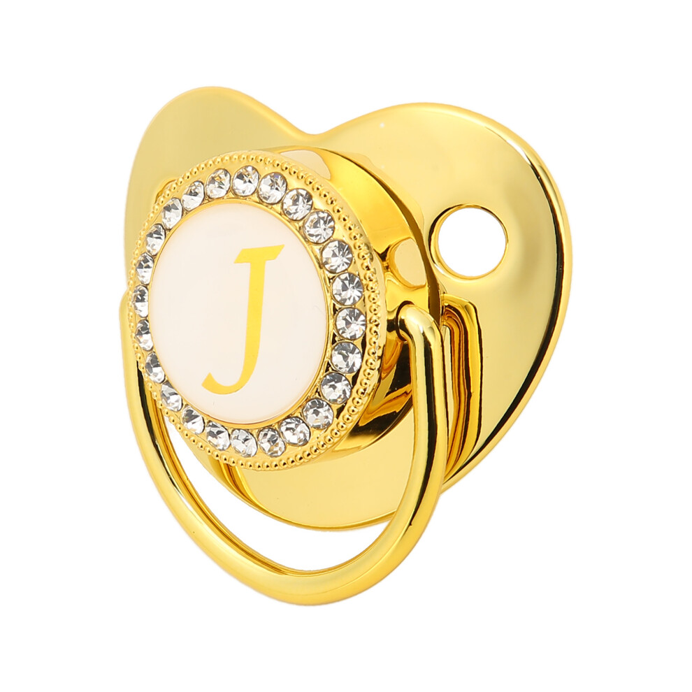 Golden Baby Pacifier 26 Letters Curved Design for 6-18 Months with Clips