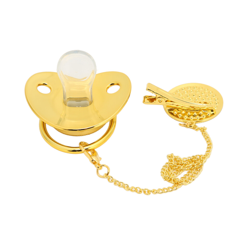 Curved Baby Pacifier 26 Letters Bling Design With Clips 6-18M Golden