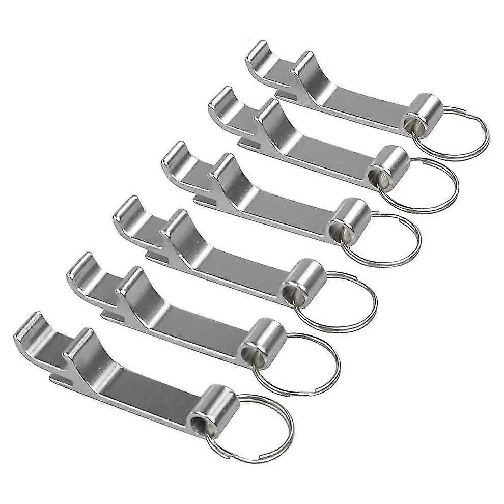 Keychain With Bottle Opener Set Of 6, Mini Beer Opener Keyring, Bar Accessory Silver