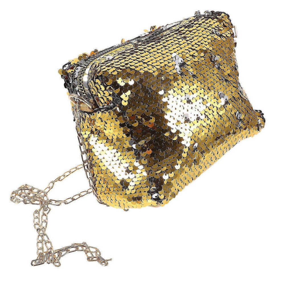 Women's Sequined Shoulder Bag, Small Crossbody Bag with Chain, Sparkly Evening Purse
