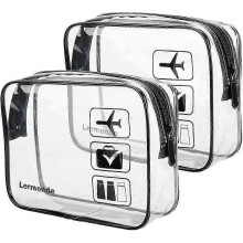 Transparent Toiletry Bag 2 Piece, TSA Approved Quart Size, Airline Compliant Travel Bag