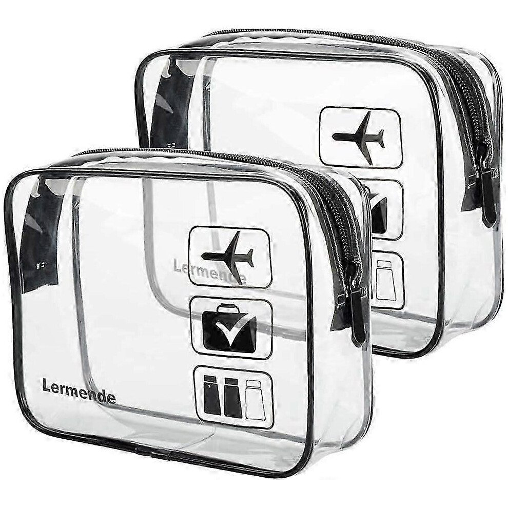 Transparent Toiletry Bag 2 Piece, TSA Approved Quart Size, Airline Compliant Travel Bag