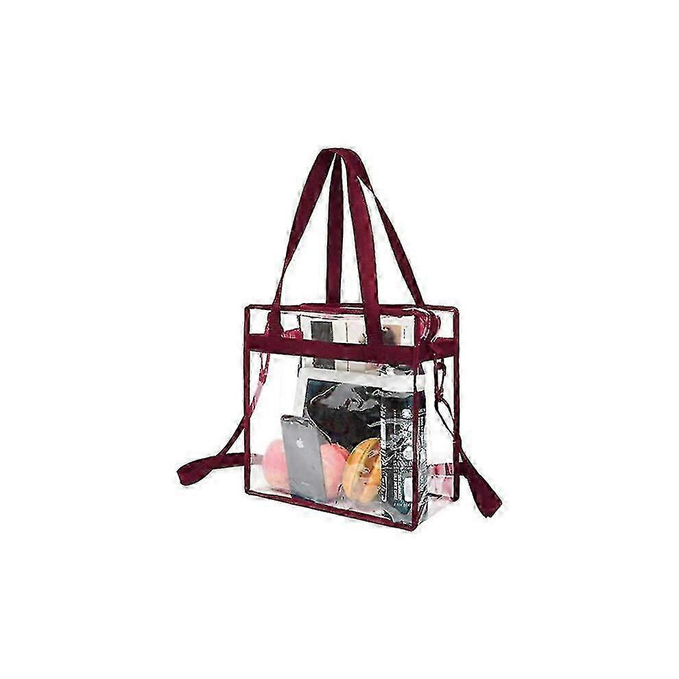 Large Transparent Toiletry Bag Wine Red, PVC Cosmetic Storage, Waterproof Travel Bag-image-OPC-PMKPF65-NEW