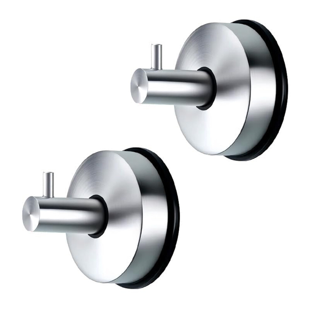 2Pcs Reusable Vacuum Suction Cup Hooks Wreath Holder-Silver 7695000245044