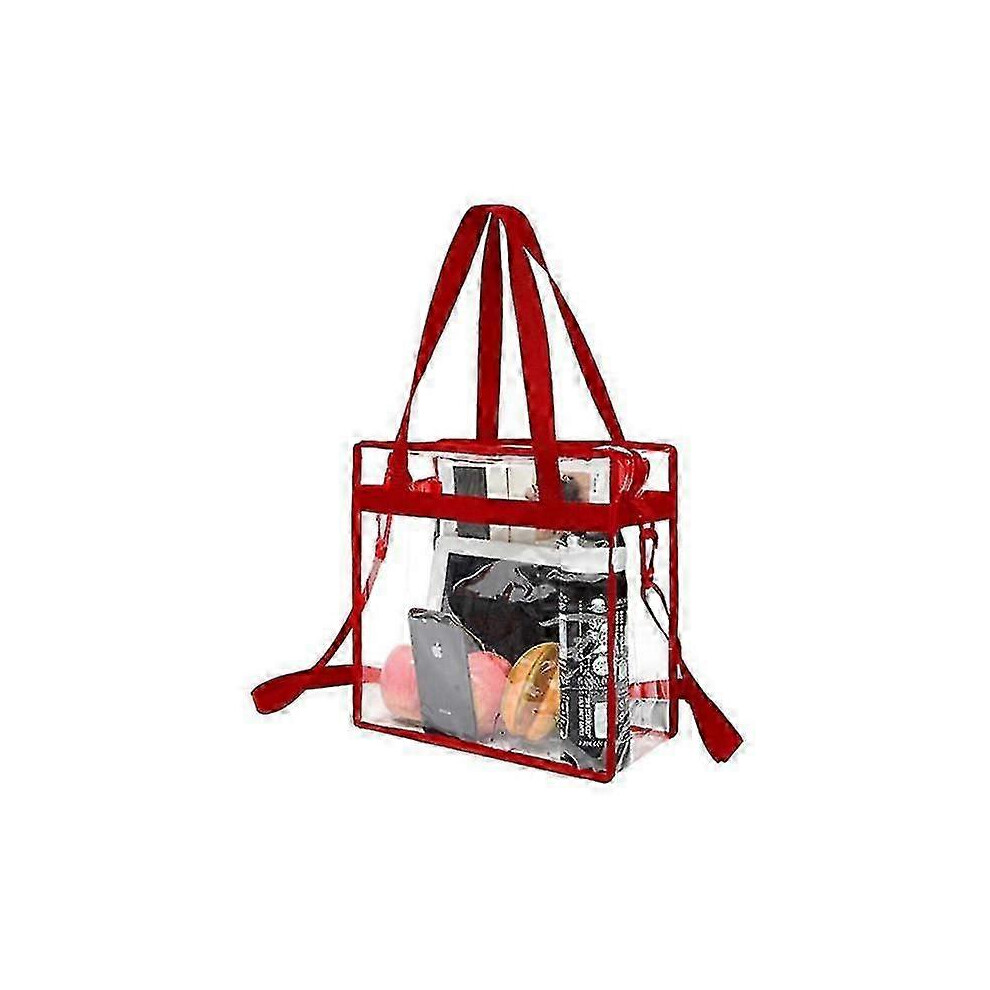 Large Transparent Toiletry Bag Red, PVC Cosmetic Storage, Waterproof Travel Bag-image-OPC-PMKPF7F-NEW