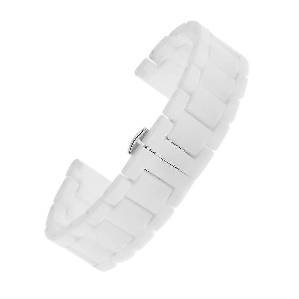 Kikidex (As Show, White 22Mm) Full Ceramic Link Wristwatch Strap Stainless Steel Clasp Buckle 16Mm/18Mm/20Mm/22Mm - Black, 20Mm White,Black