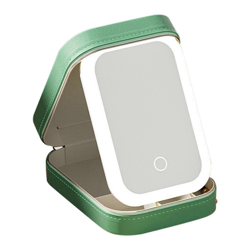 Light/Green Small Makeup Mirror With Rechargeable Portable Mirror, Sturdy Cosmetic Bag