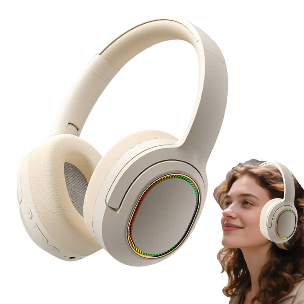 Wireless Headset For Computer And Phone, Lightweight Over-Ear Design, Ergonomic Fit, Khaki Color-image-OPC-PMKPG59-NEW