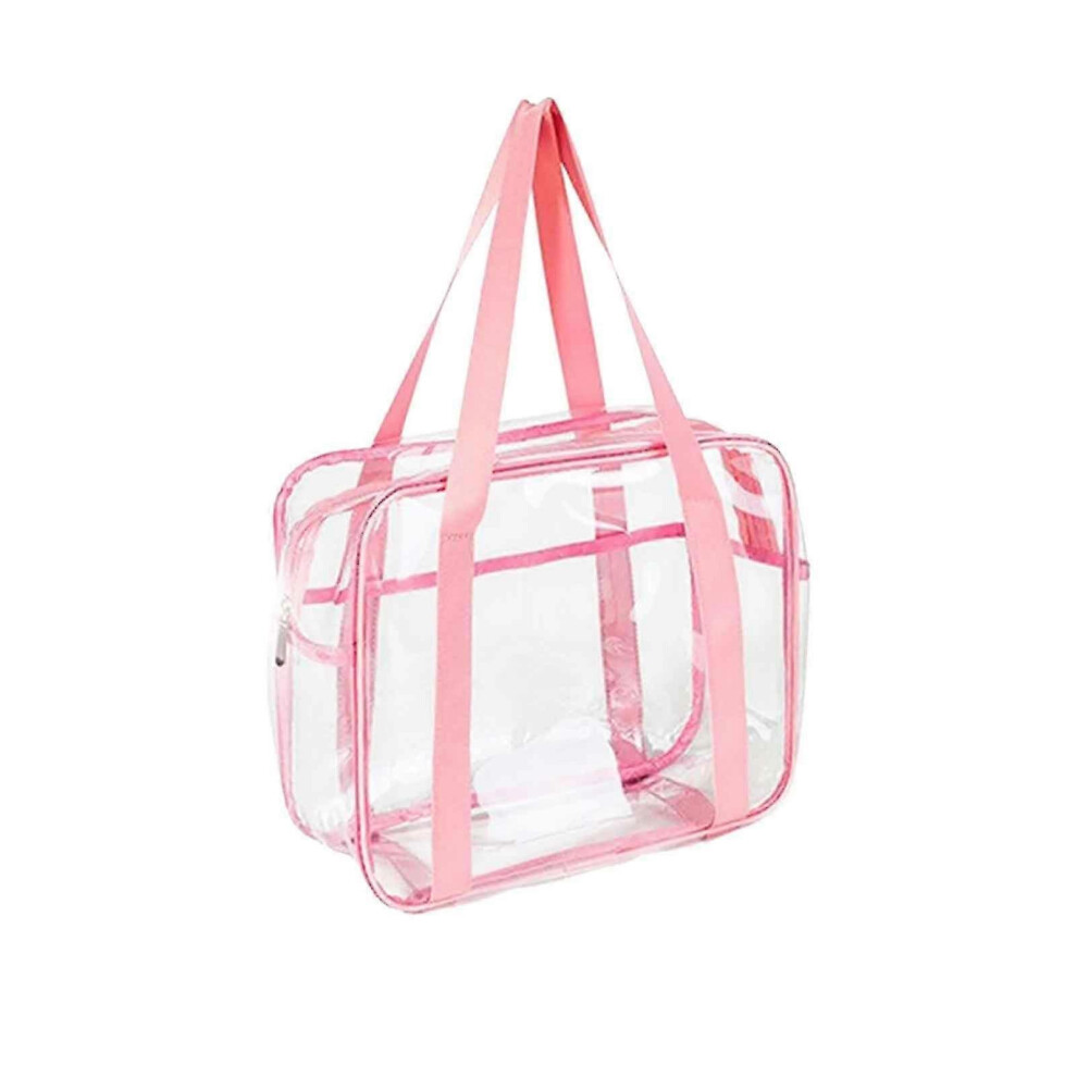 Clear PVC Toiletry Bag, Zippered Storage Tote, Travel Cosmetic Bag Transparent