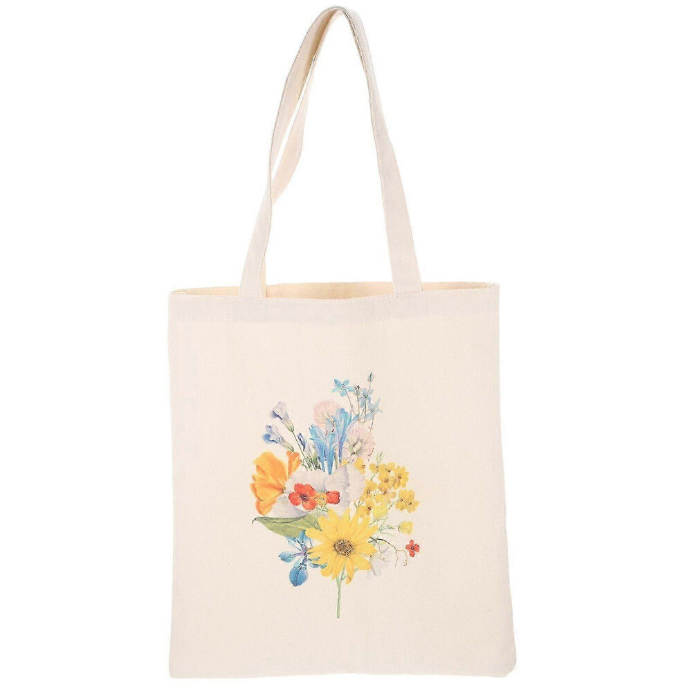 Floral Print Canvas Tote Bag, Large Capacity Handbag for Girls, Cute Shoulder Bag