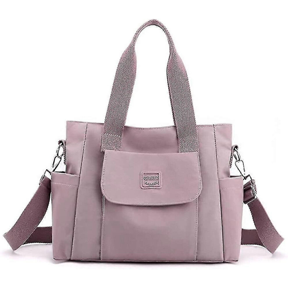 Women's Canvas Tote Bag Light Purple, Large Shoulder Bag, Crossbody Hobo Bag, Nylon Handbag Purse