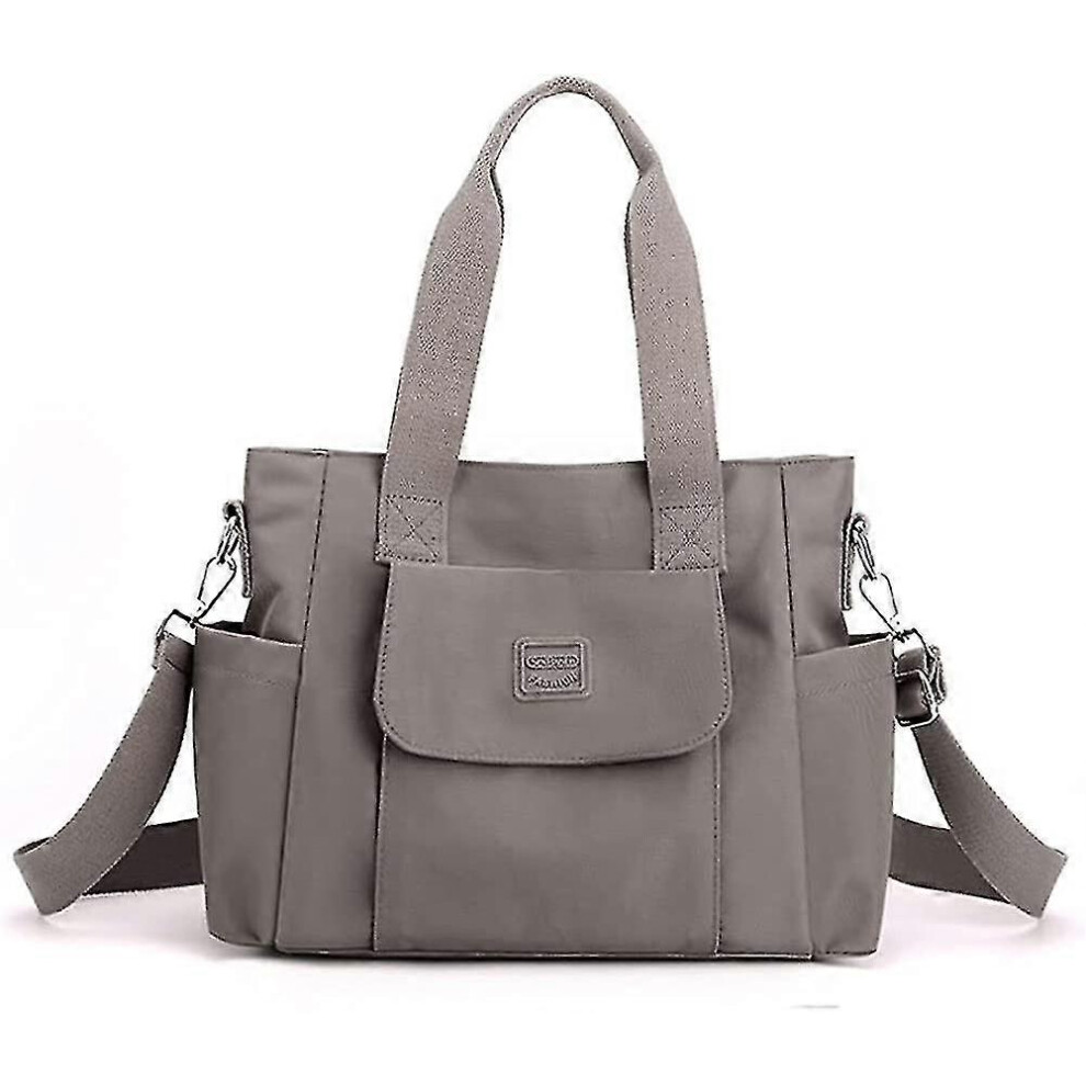 Women's Canvas Tote Bag Light Large Shoulder Bag, Crossbody Hobo Bag, Nylon Handbag Purse Grey