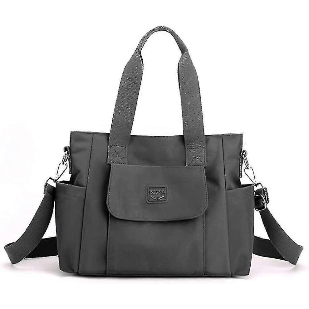 Women's Canvas Tote Bag Large Shoulder Bag, Crossbody Hobo Bag, Nylon Handbag Purse Grey