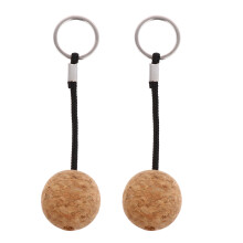 2Pcs Floatable Wooden Ball Key Chain for Water Sports and Boaters