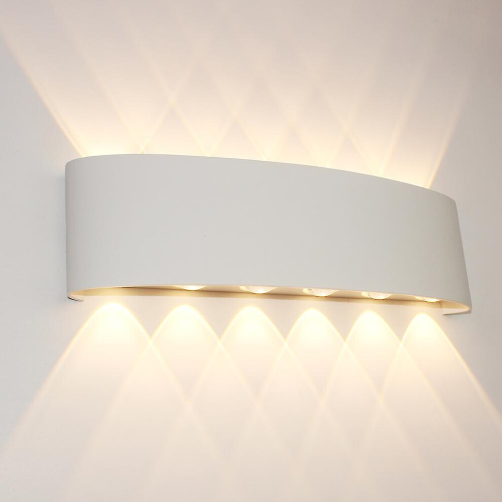 Kikidex (As Show, One Size) Led Indoor Wall Light 12W White Modern Wall Sconce, Outdoor Waterproof Aluminum Ip65 Wall Light (Warm White)