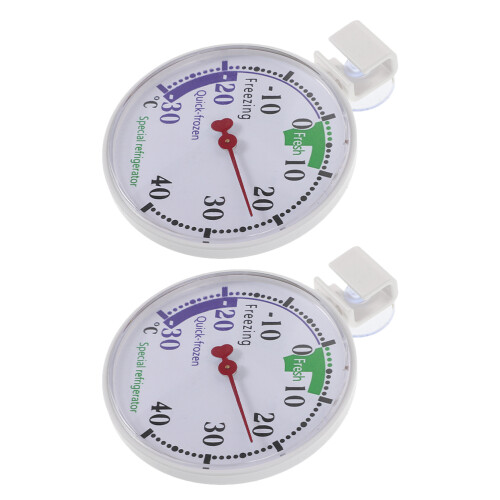 2Pcs White Plastic Refrigerator Freezer Thermometer Accurate Dual Use