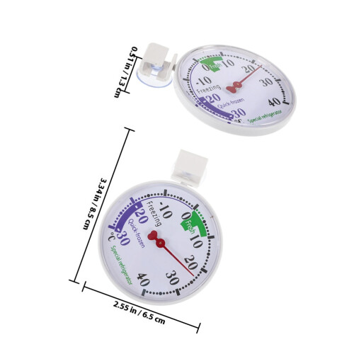 2Pcs White Plastic Refrigerator Freezer Thermometer Accurate Dual Use 1