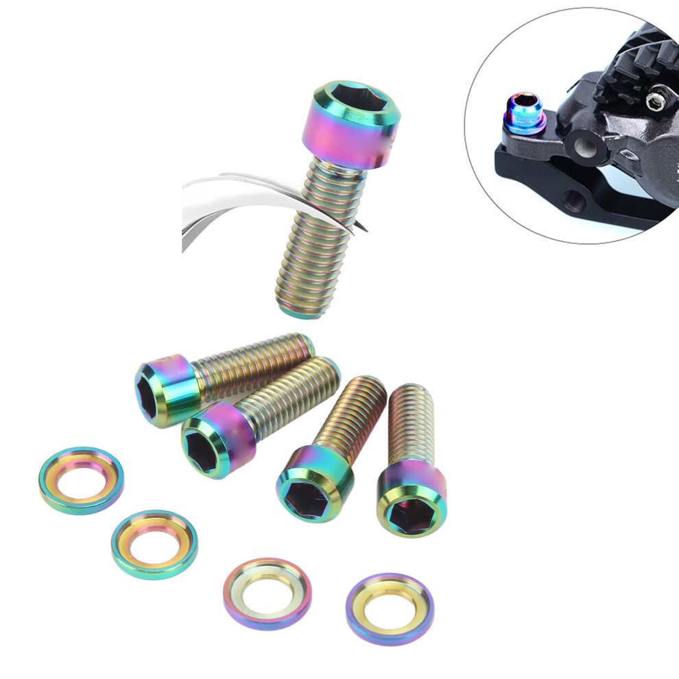 Titanium Alloy M6 X 18Mm Disk Brake Screw Washers Set, Rustproof And Colorful 8761357078617