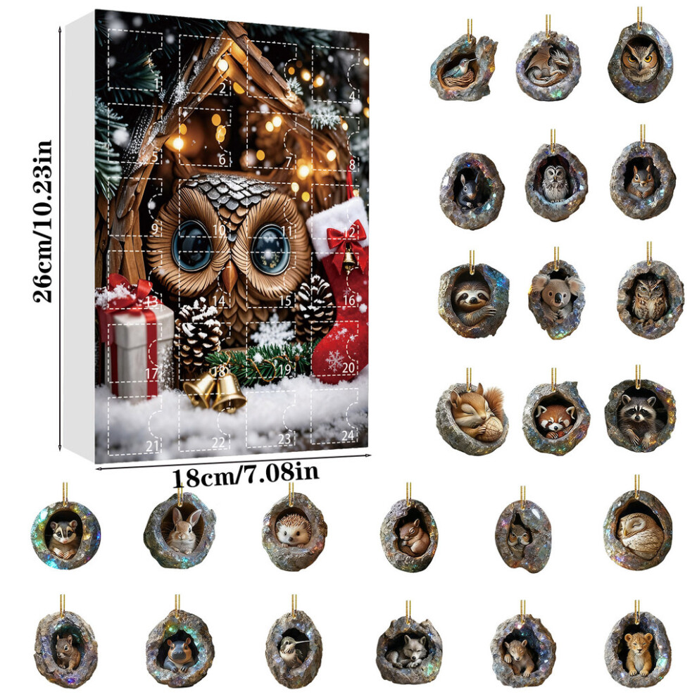 (Style E) Series Christmas Animal Advent Calendar Blind Box 24 Day Decoration Countdown-image-OPC-PMKPNGP-NEW