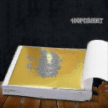 (As show, Gold) 24K Gold Leaf 100 Sheets for Art Craft, Gilding & Framing, Premium Gold Foil
