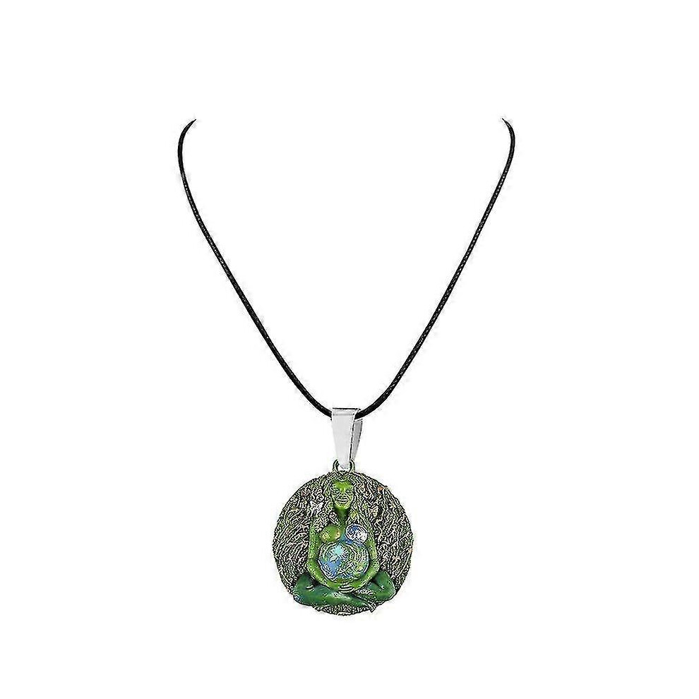 Kikidex (As Show, One Size) Mother Earth Statue Pendant Earth Millennial Gaia Mother Goddess Pendant Green